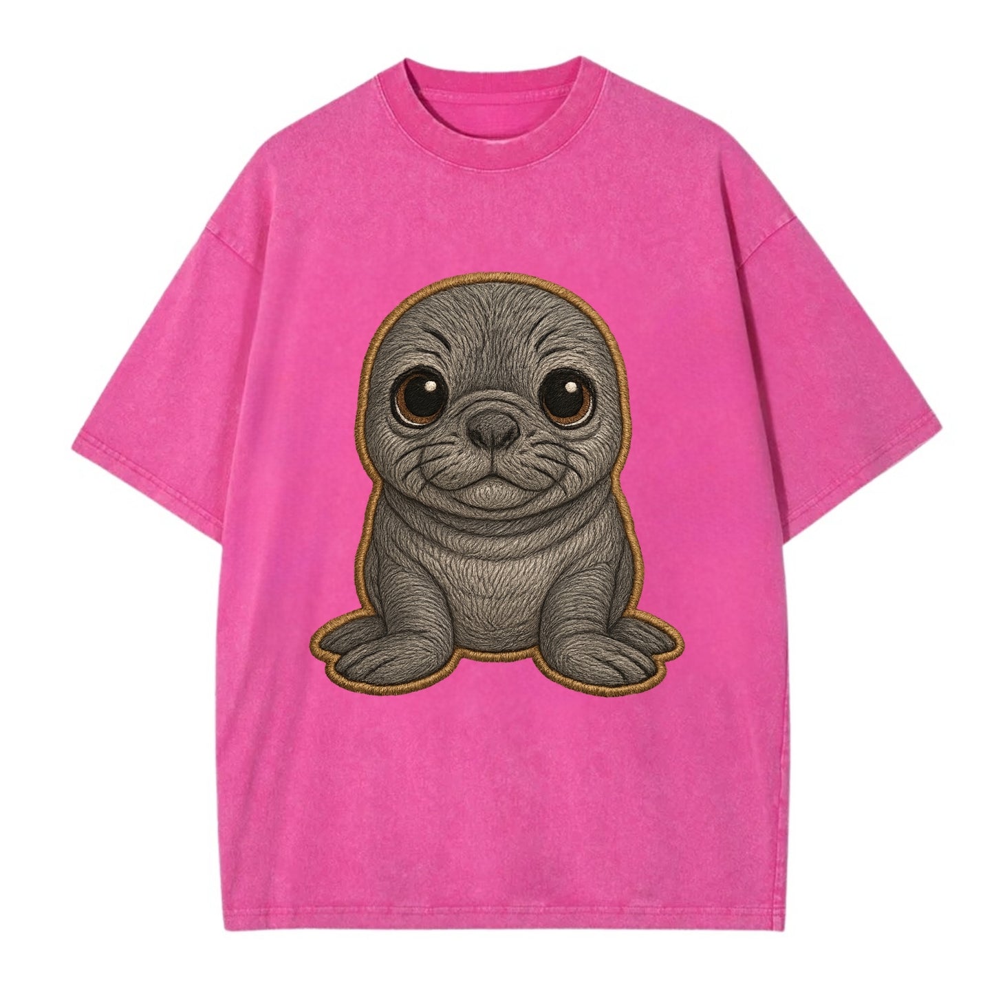 Baby Elephant Seal - gray wrinkly, tiny trunk nose, big dark eyes, front-facing, - Vintage T-shirt - Dusty Rose(Rose)