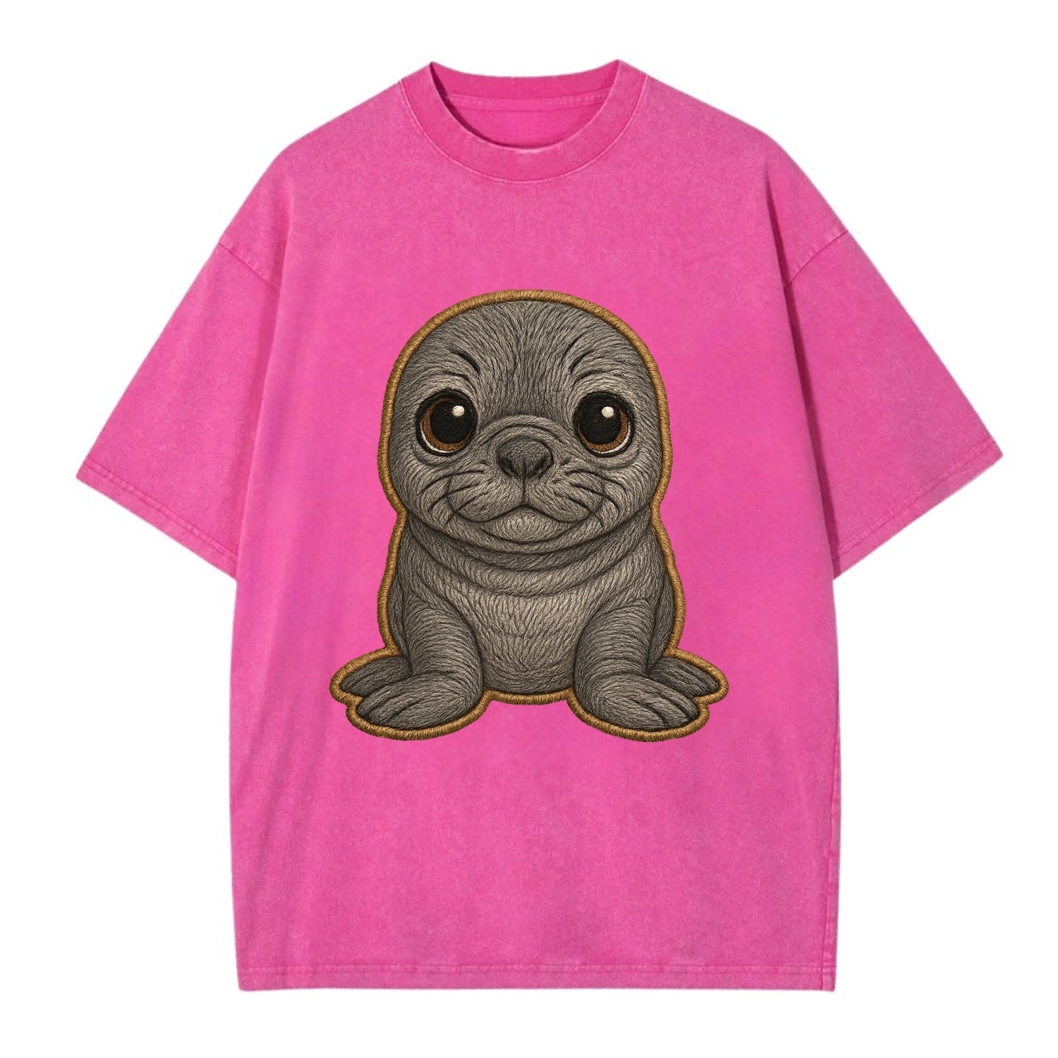 Baby Elephant Seal - gray wrinkly, tiny trunk nose, big dark eyes, front-facing, - Vintage T-shirt - Dusty Rose(Rose)