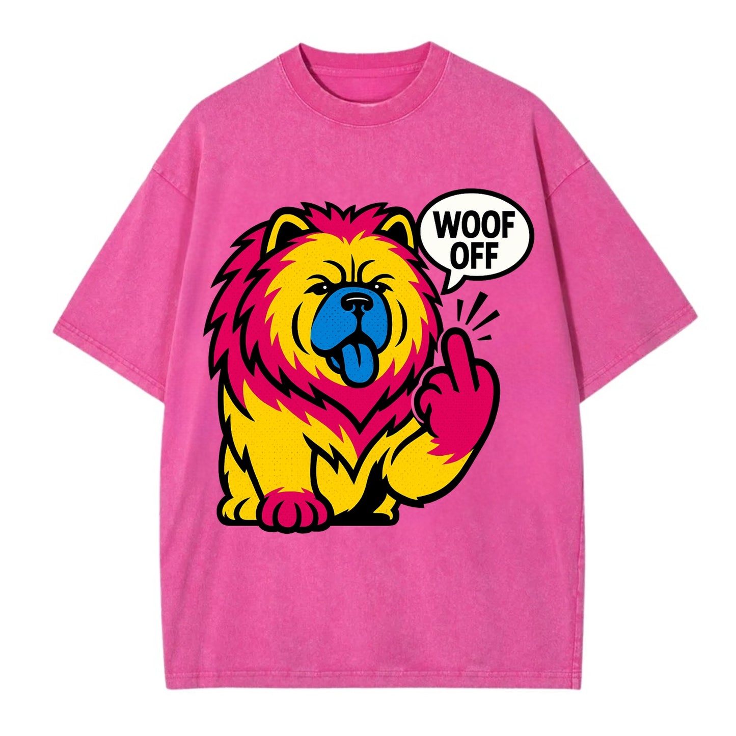 Chow Chow with lion mane and blue-black tongue, fluffy dignified paw up with sass - Vintage T-shirt - Dusty Rose(Rose)