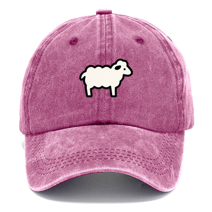 Sheep - White fluffy wool flat side profile - Classic Cap - Dusty Rose(Rose)