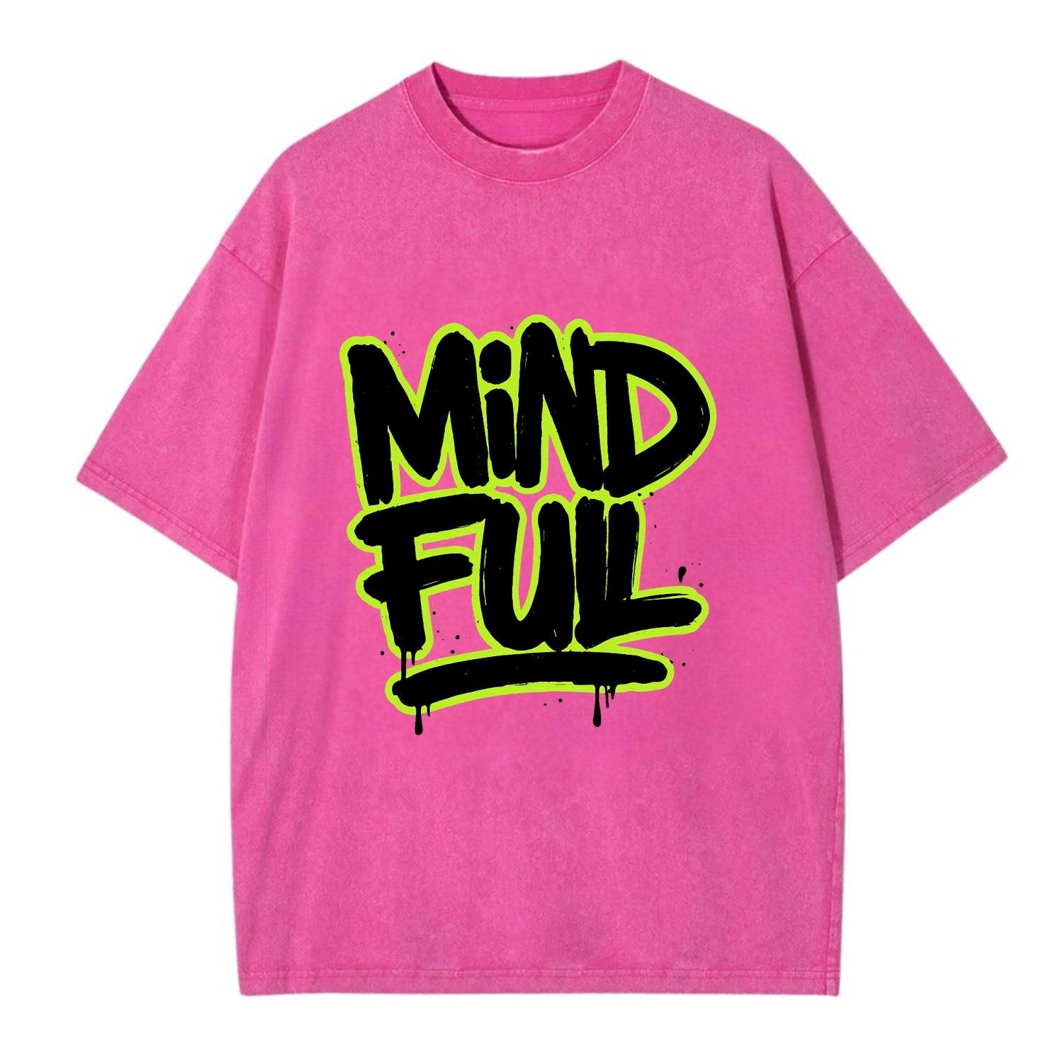 Bold typography design - "MINDFUL" - present awareness, conscious living - Vintage T-shirt - Dusty Rose(Rose)