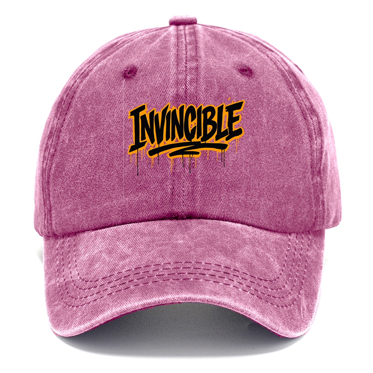 Bold typography design - "INVINCIBLE" - cannot be defeated, unconquerable - Classic Cap - Dusty Rose(Rose)