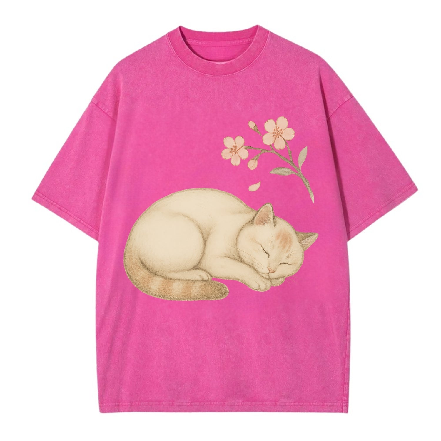 Zen Garden Cat  - Vintage T-shirt - Dusty Rose(Rose)