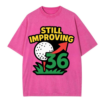 Handicap number getting higher with arrow - "Still Improving" - optimistic - Vintage T-shirt - Dusty Rose(Rose)