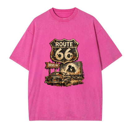 DRIVE-IN | Classic car at drive-in theater | Movie night romance | Americana - Vintage T-shirt - Dusty Rose(Rose)