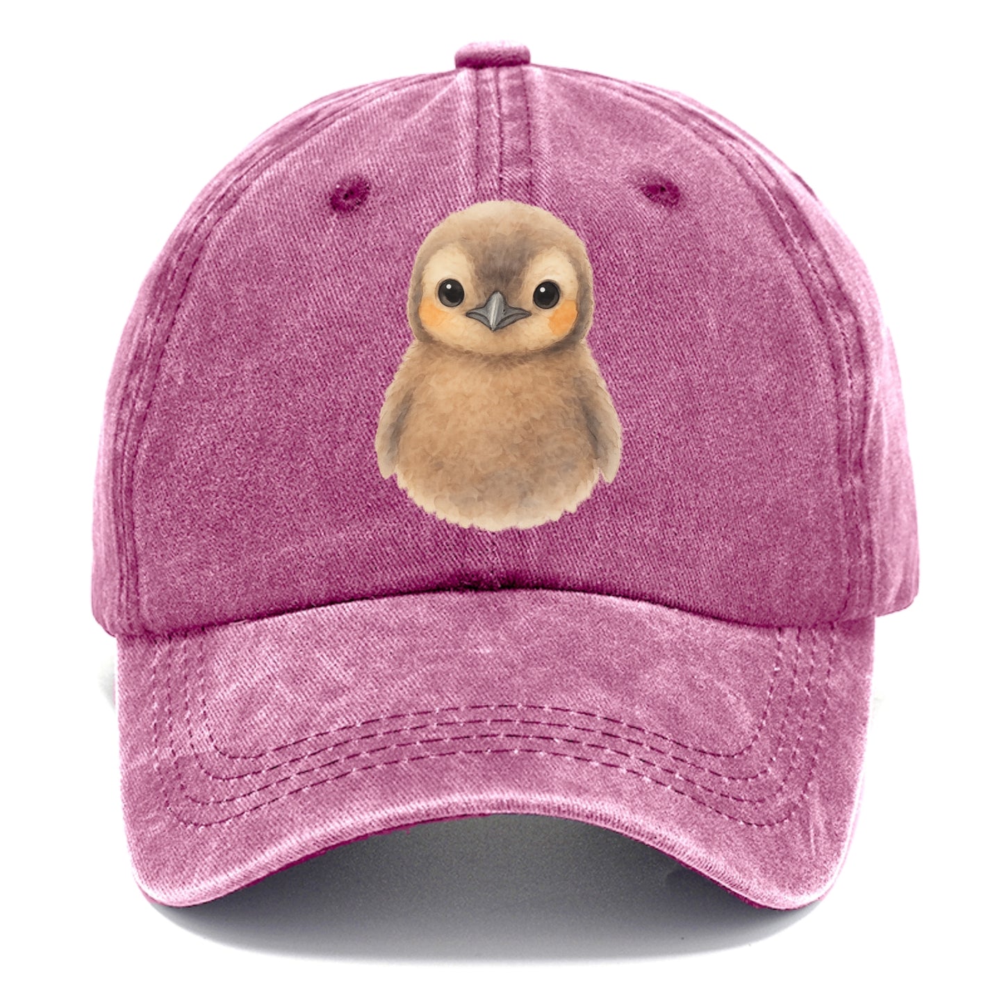 Baby King Penguin - orange cheek patches, fluffy brown, large eyes, front-facing, - Classic Cap - Dusty Rose(Rose)