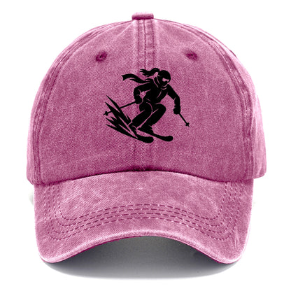 Skier carving down snowy slope - Classic Cap - Dusty Rose(Rose)