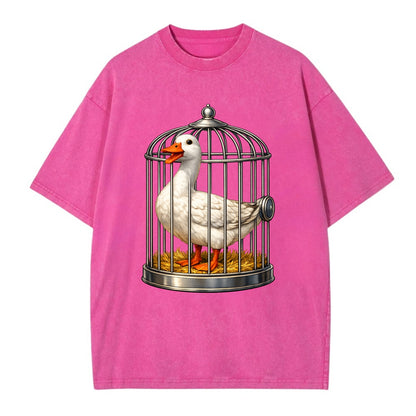 Duck In Cage - Vintage T-shirt - Dusty Rose(Rose)