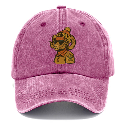 Las Vegas Desert Bighorn wearing Vegas beanie with pom pom and wayfarer sunglasses - Classic Cap - Dusty Rose(Rose)