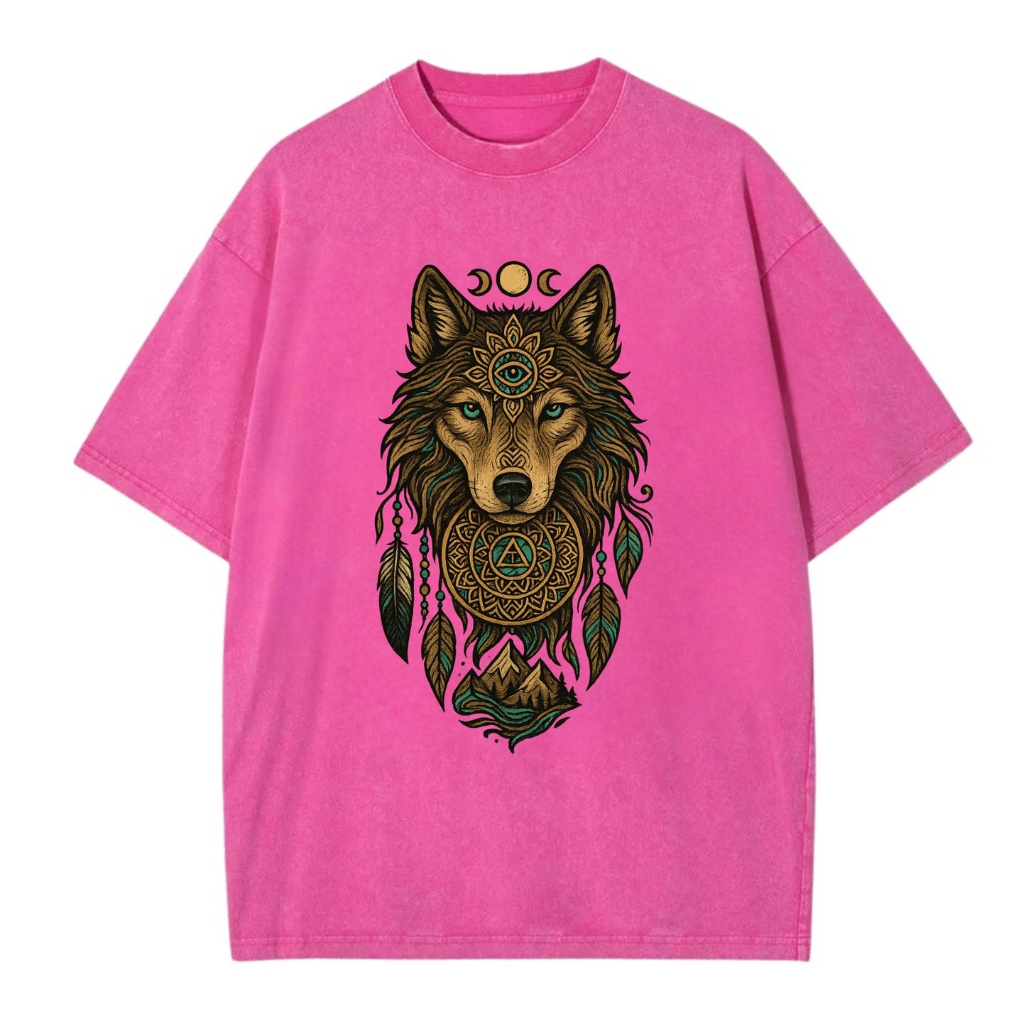 Tattoo Wolf Flash  - Vintage T-shirt - Dusty Rose(Rose)