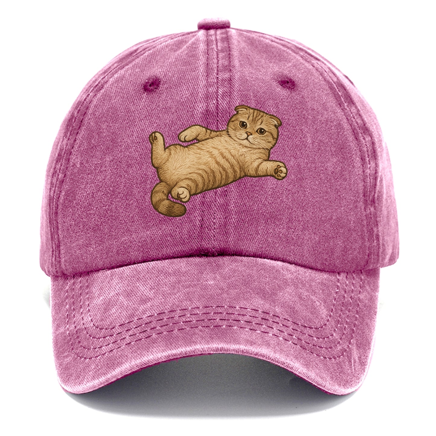 Scottish Fold  fully relaxed sprawled ou Classic Cap - Dusty Rose(Rose)