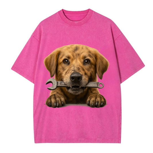 Mechanic Dog  - Vintage T-shirt - Dusty Rose(Rose)