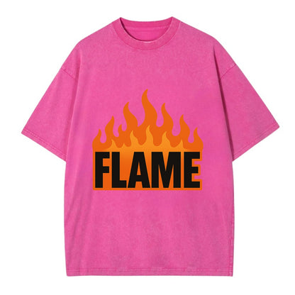 Bold typography design - "FLAME" - burning bright, passionate - Vintage T-shirt - Dusty Rose(Rose)