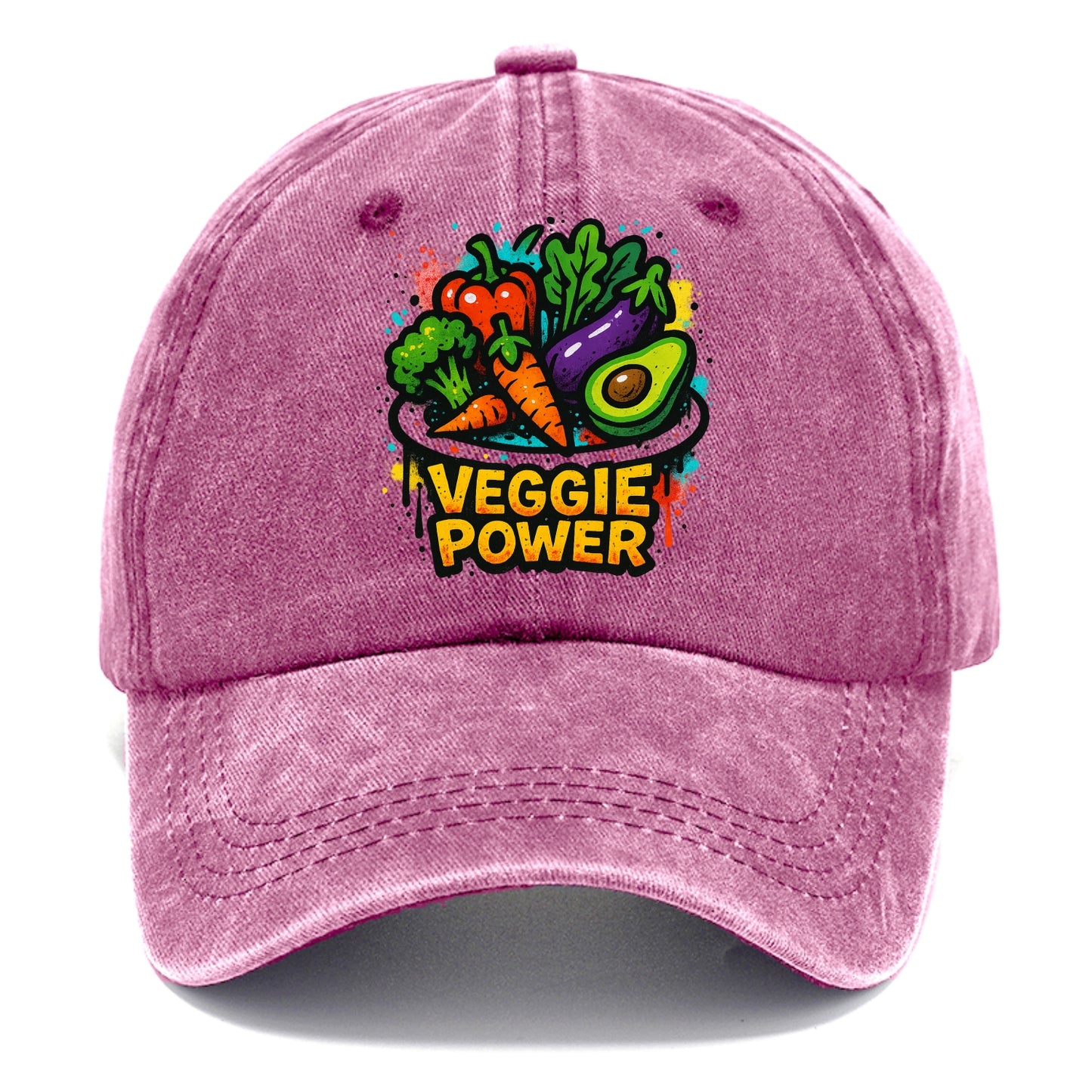Colorful vegetables and plants on plate - plant-based lifestyle, veggie power - Classic Cap - Dusty Rose(Rose)