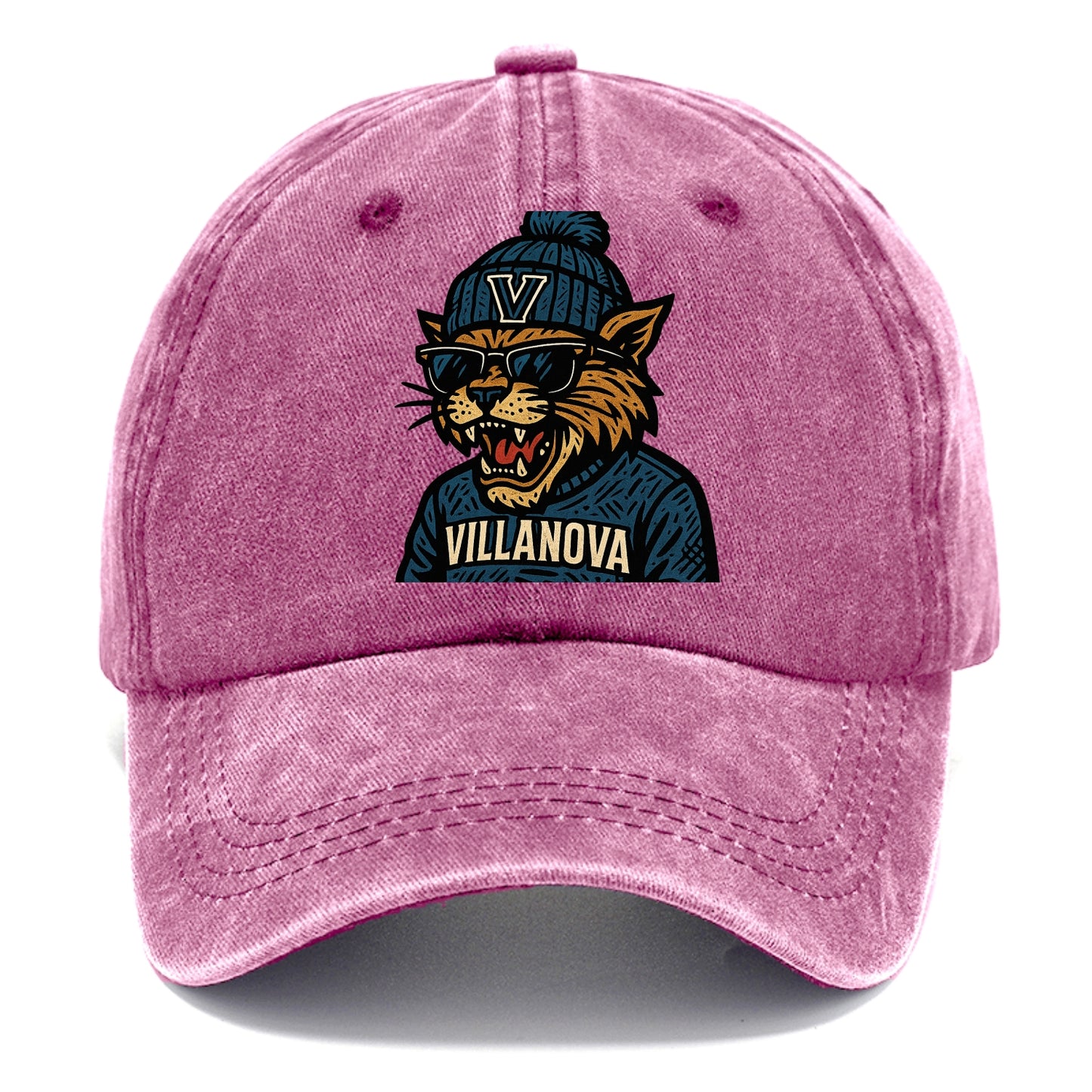 Villanova Wildcat wearing Villanova beanie with V patch - Classic Cap - Dusty Rose(Rose)