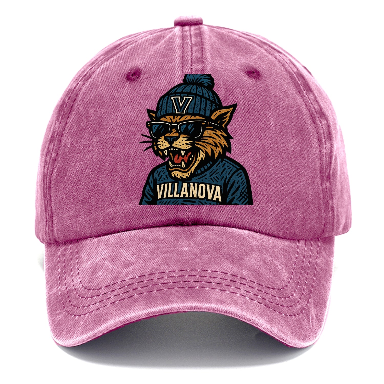 Villanova Wildcat wearing Villanova beanie with V patch - Classic Cap - Dusty Rose(Rose)