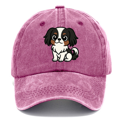 Japanese Chin - Black and white sitting pose - Classic Cap - Dusty Rose(Rose)