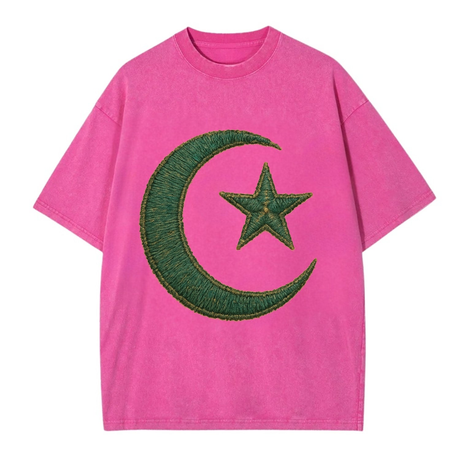 Crescent Moon and Star - Vintage T-shirt - Dusty Rose(Rose)