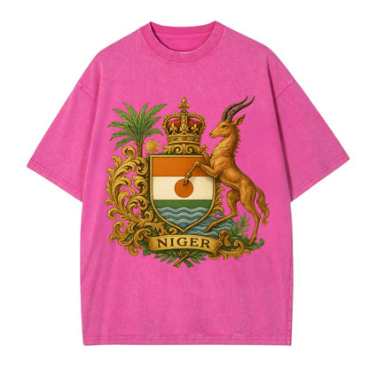 Niger Heritage Badge  - Vintage T-shirt - Dusty Rose(Rose)