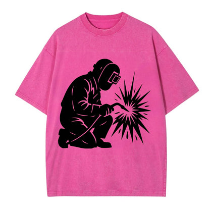 Welder sparks flying dramatically - Vintage T-shirt - Dusty Rose(Rose)