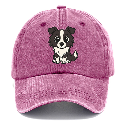 Border Collie - Intense stare sitting pose - Classic Cap - Dusty Rose(Rose)