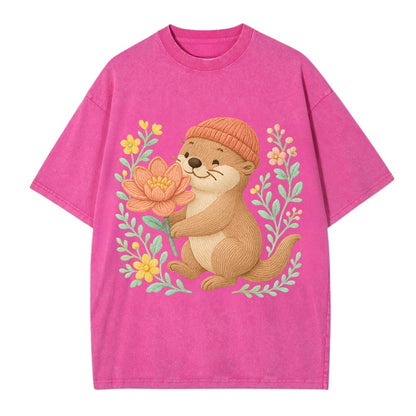 Peach Otter - Vintage T-shirt - Dusty Rose(Rose)