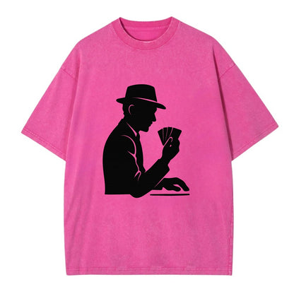 Poker player with cards close - Vintage T-shirt - Dusty Rose(Rose)
