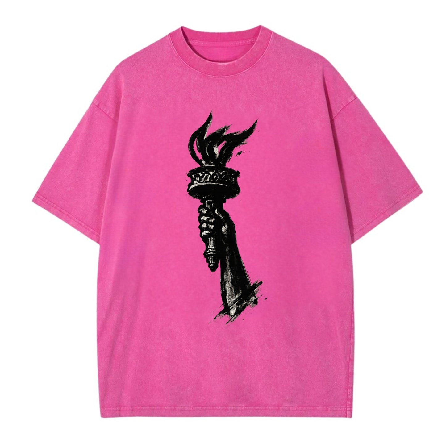 Statue of Liberty torch - freedom and democracy ink painting - Vintage T-shirt - Dusty Rose(Rose)