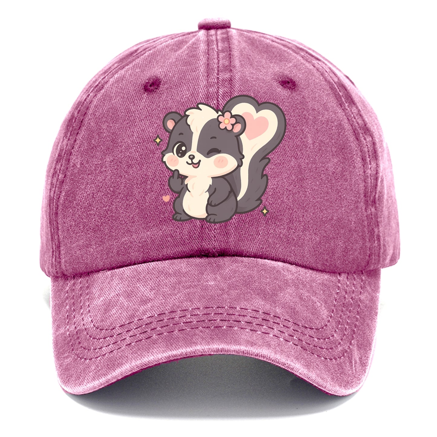 fluffy skunk with heart-shaped tail pattern, one paw up showing sass - Classic Cap - Dusty Rose(Rose)