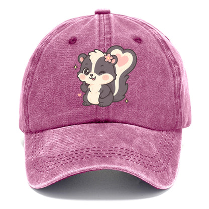 fluffy skunk with heart-shaped tail pattern, one paw up showing sass - Classic Cap - Dusty Rose(Rose)