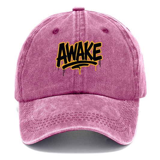 Bold typography design - "AWAKE" - conscious, aware, alert - Classic Cap - Dusty Rose(Rose)