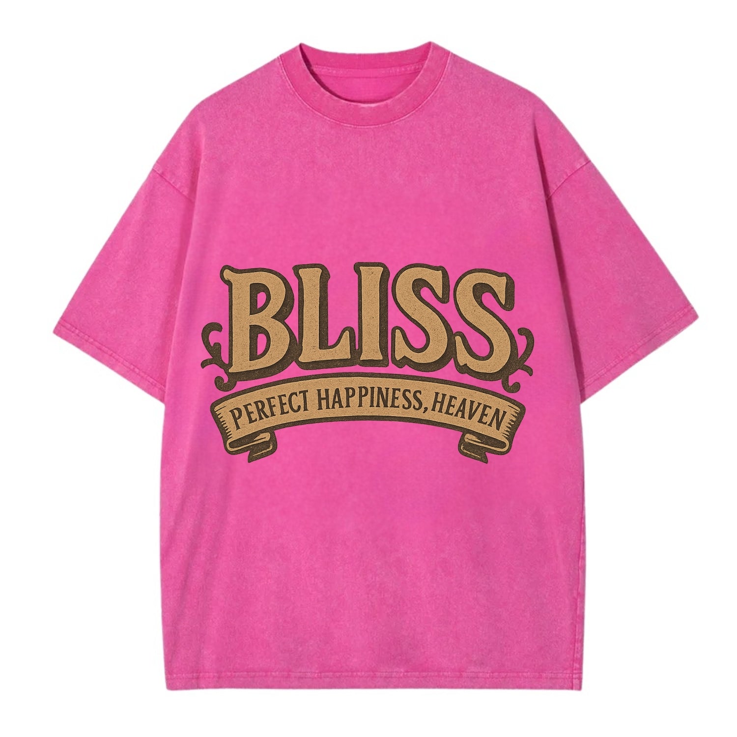 Bold typography design - "BLISS" - perfect happiness, heaven - Vintage T-shirt - Dusty Rose(Rose)