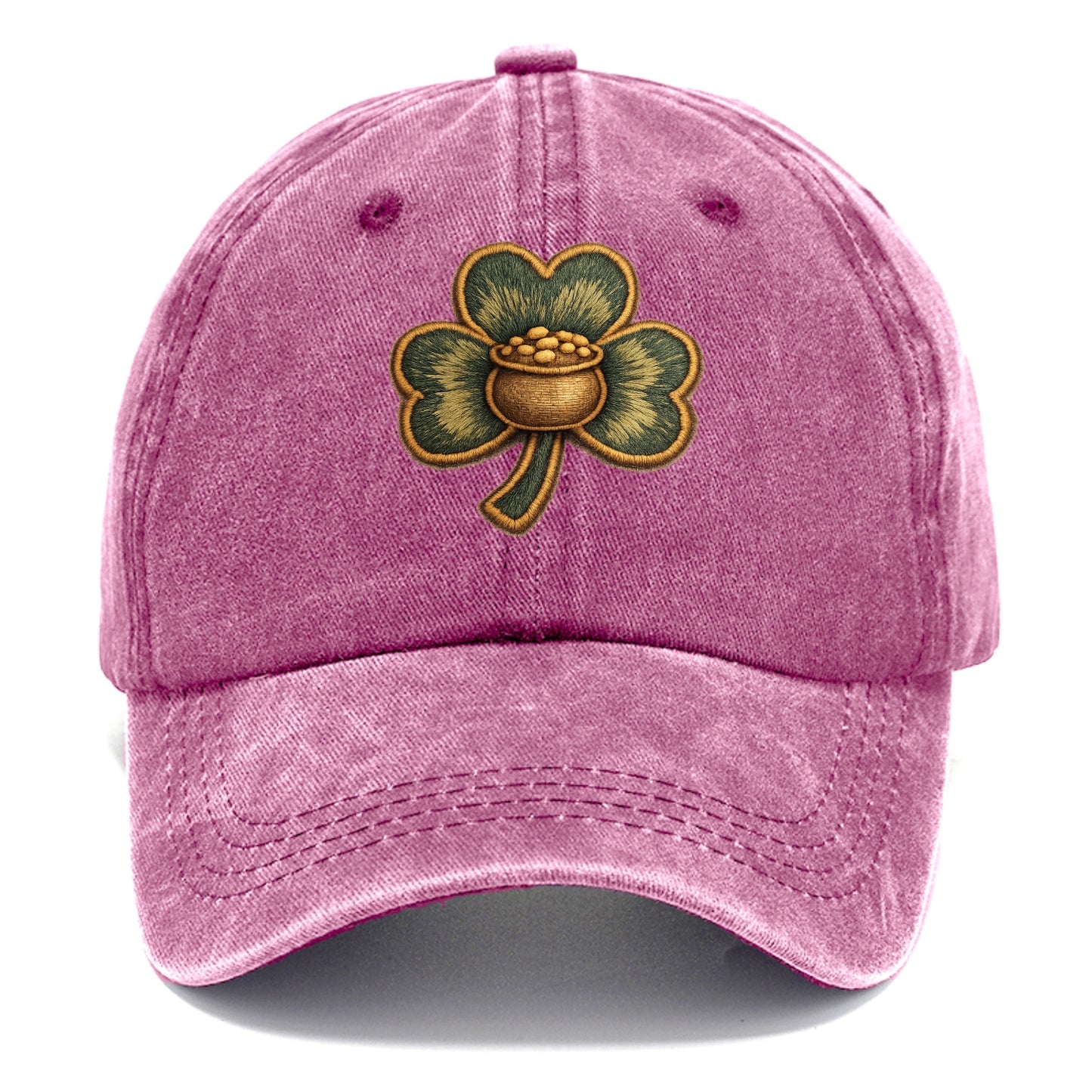 ST PATRICKS CLOVER - lucky clover with gold in green and gold , Irish luck - Classic Cap - Dusty Rose(Rose)