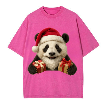 Santa Panda  - Vintage T-shirt - Dusty Rose(Rose)