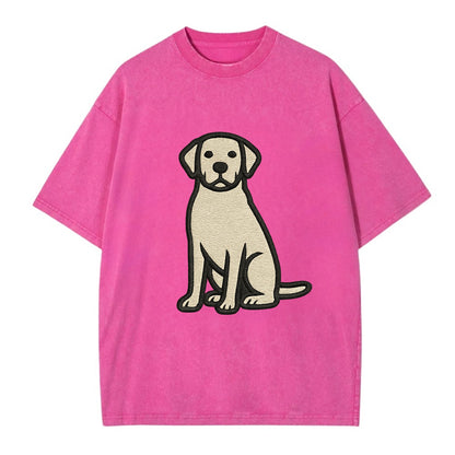 Goldador - Golden Lab mix sitting pose - Vintage T-shirt - Dusty Rose(Rose)
