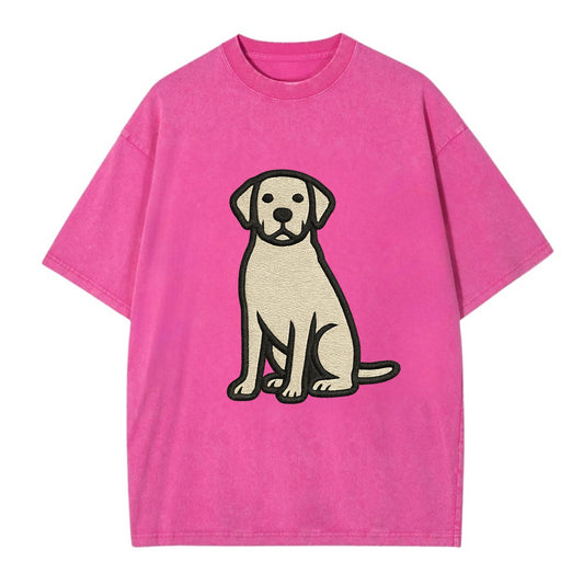 Goldador - Golden Lab mix sitting pose - Vintage T-shirt - Dusty Rose(Rose)
