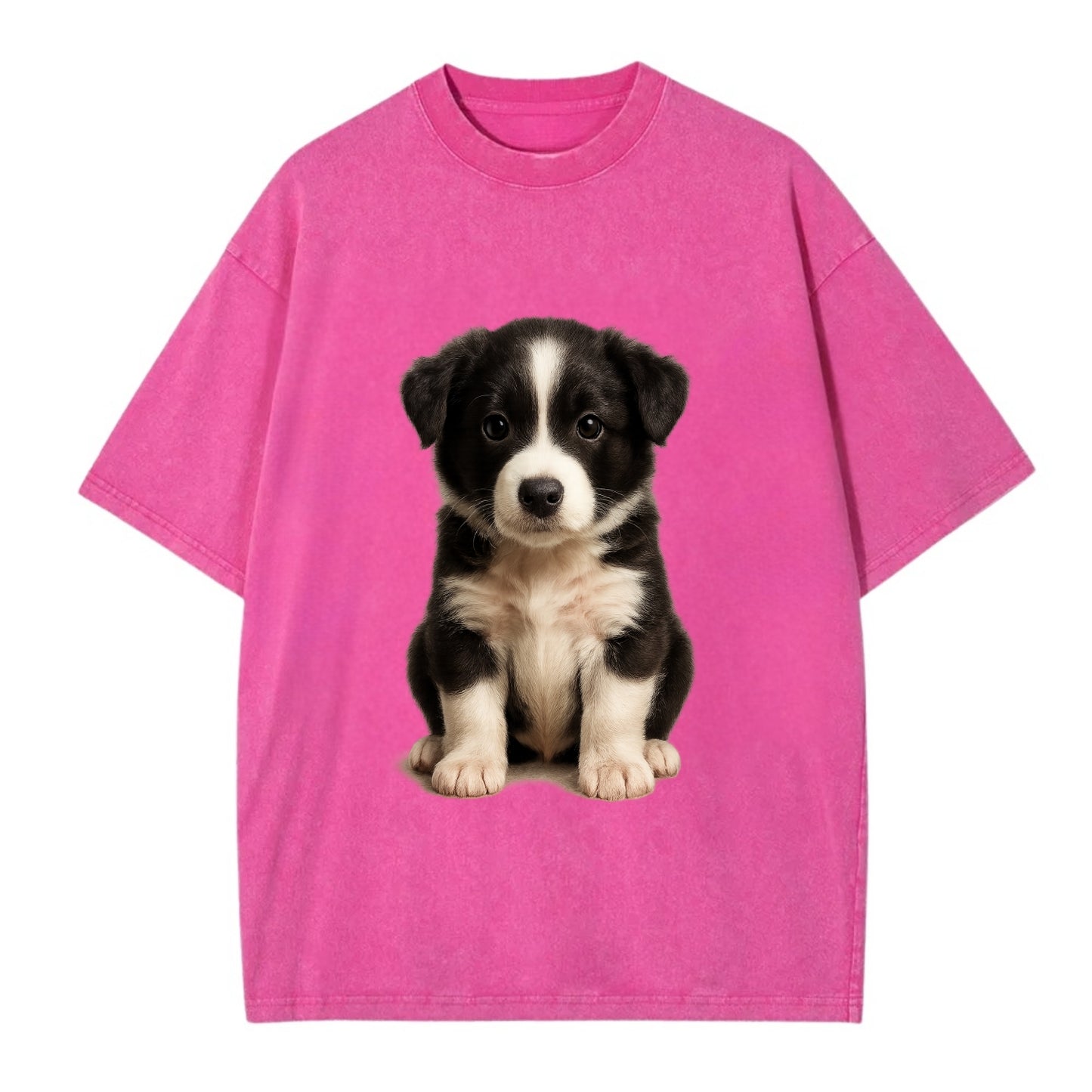 Baby Border Collie Puppy - black and white, intense smart eyes, athletic build, - Vintage T-shirt - Dusty Rose(Rose)