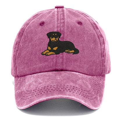 Rottweiler - Black and tan relaxed lying Classic Cap - Dusty Rose(Rose)
