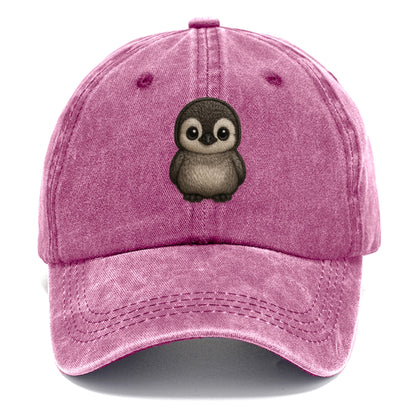 Baby Penguin Chick - gray fluffy, white face, round body, front-facing, tuxedo baby - Classic Cap - Dusty Rose(Rose)