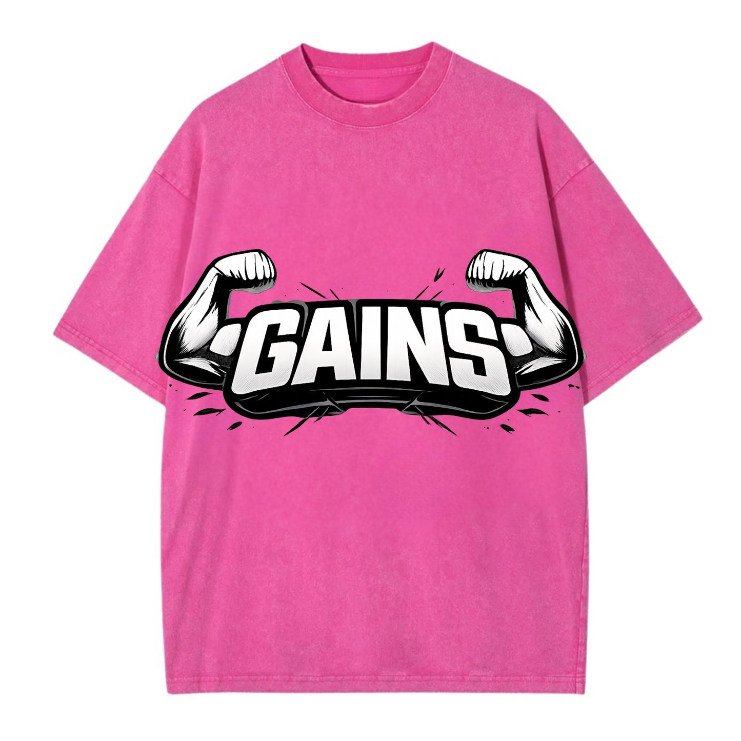 Bold typography design - "GAINS" - muscle growth, progress visible - Vintage T-shirt - Dusty Rose(Rose)
