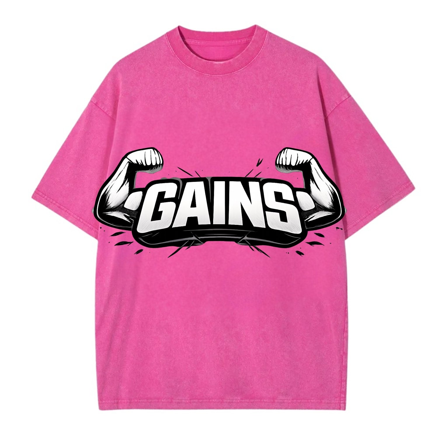 Bold typography design - "GAINS" - muscle growth, progress visible - Vintage T-shirt - Dusty Rose(Rose)