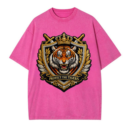 PROTECT THE TIGERS - tiger with shield in orange , big cat conservation - Vintage T-shirt - Dusty Rose(Rose)