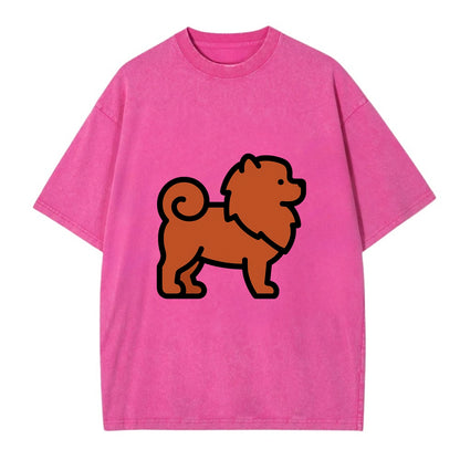 Chow Chow - Red fluffy flat side profile - Vintage T-shirt - Dusty Rose(Rose)
