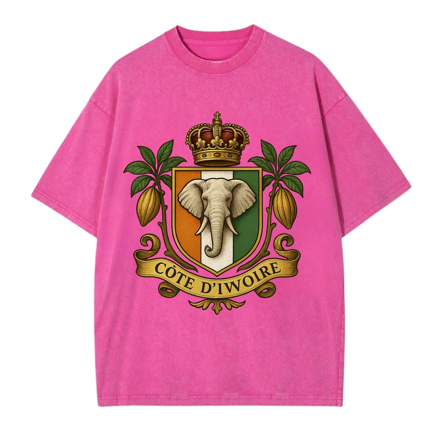 Ivory Coast Royal Logo  - Vintage T-shirt - Dusty Rose(Rose)