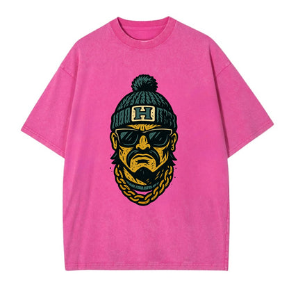 Honolulu Warrior wearing Hawaii beanie with H patch - Vintage T-shirt - Dusty Rose(Rose)