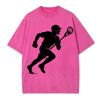 Lacrosse player cradling and running - Vintage T-shirt - Dusty Rose(Rose)