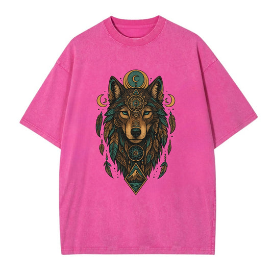 Retro 80s Wolf  - Vintage T-shirt - Dusty Rose(Rose)