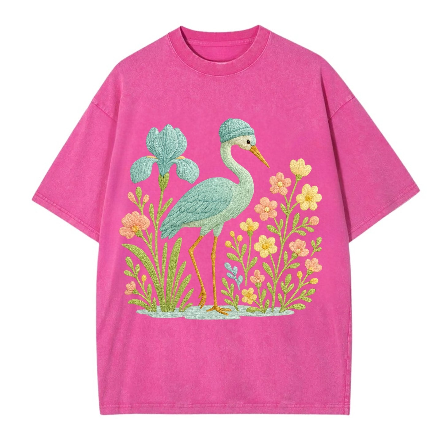 Mint Crane - Vintage T-shirt - Dusty Rose(Rose)
