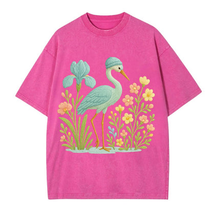 Mint Crane - Vintage T-shirt - Dusty Rose(Rose)
