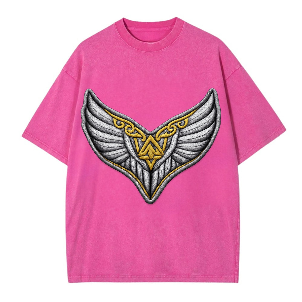 VALKYRIE WINGS - warrior maiden wings in silver and gold , Norse myth - Vintage T-shirt - Dusty Rose(Rose)